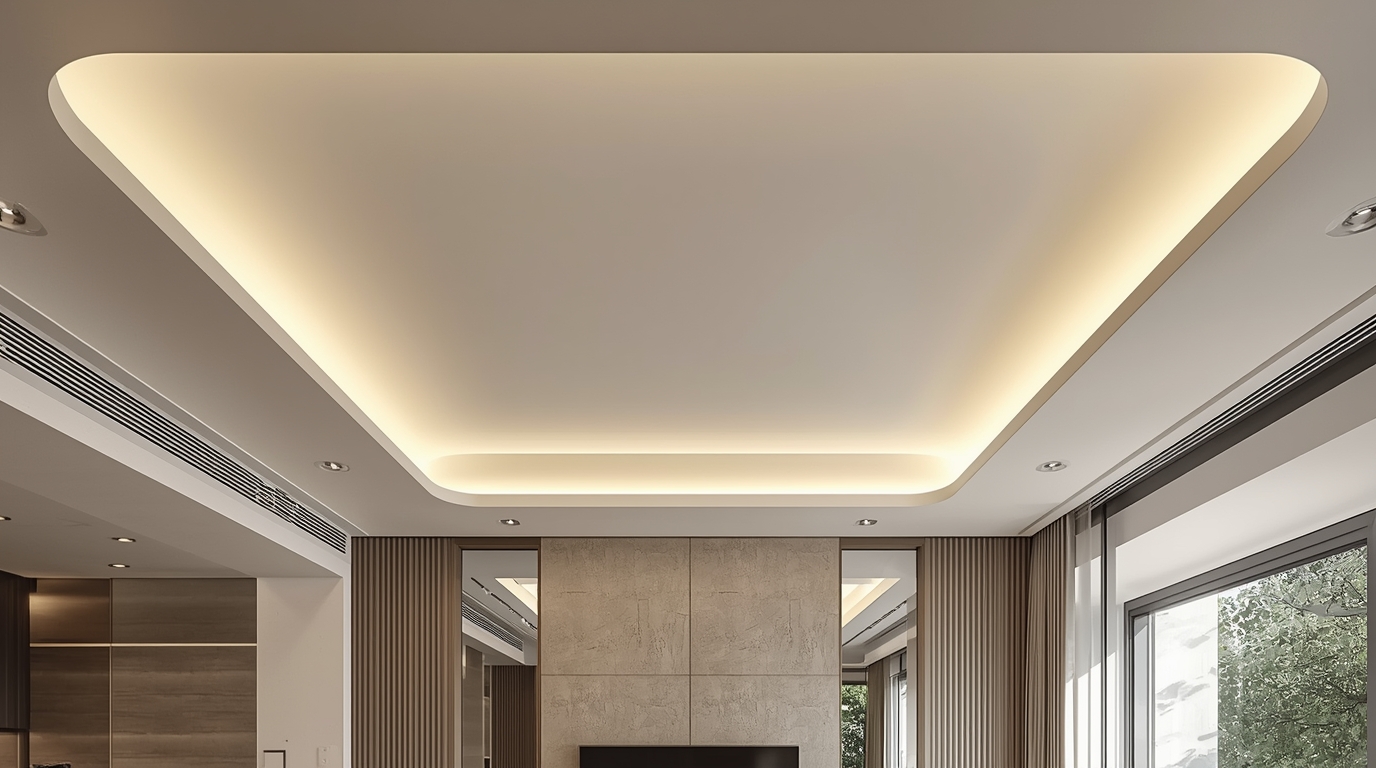 Wealthyiuautomat stretch ceiling project in a modern living room